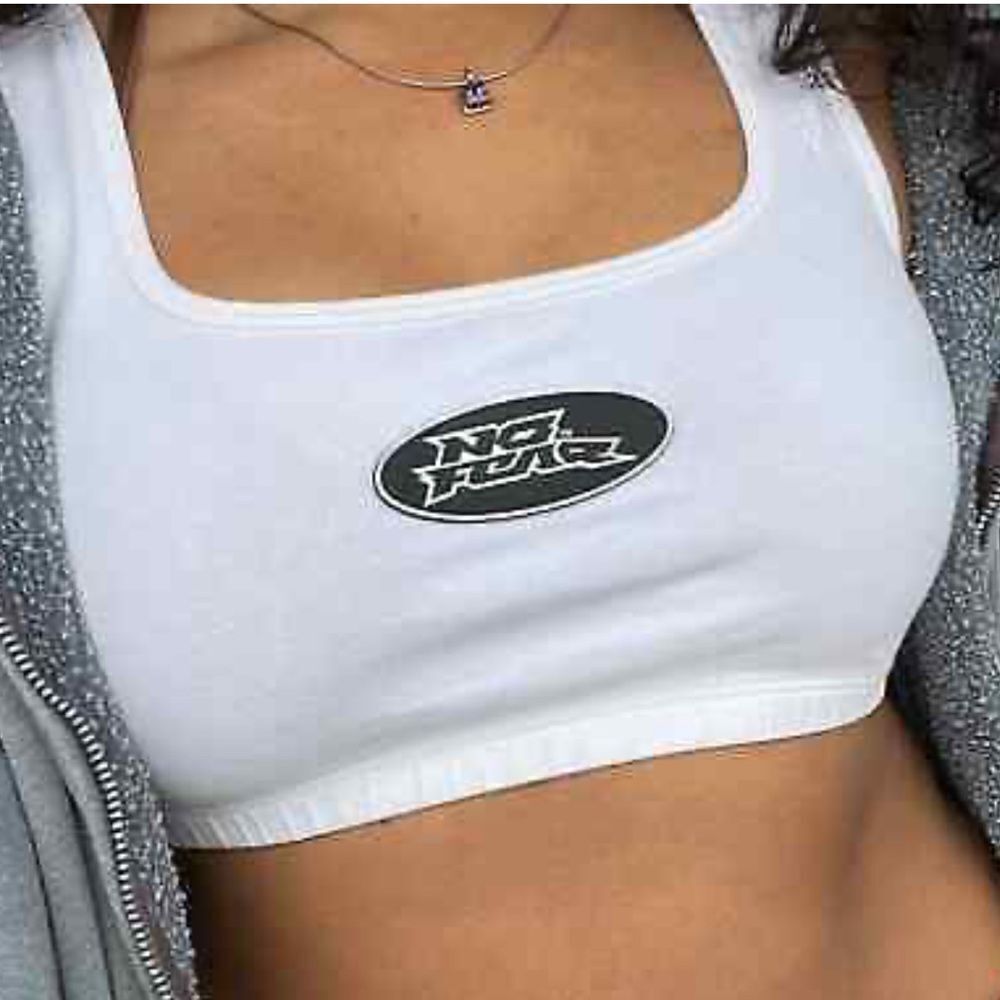 No Fear White Y2K Cropped Tank Top Women's XS